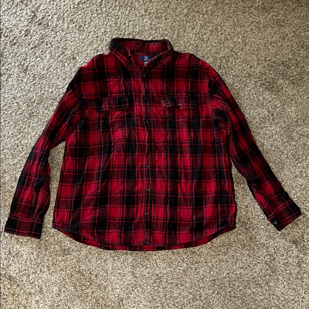 George Red and Black Casual Button Down Shirt